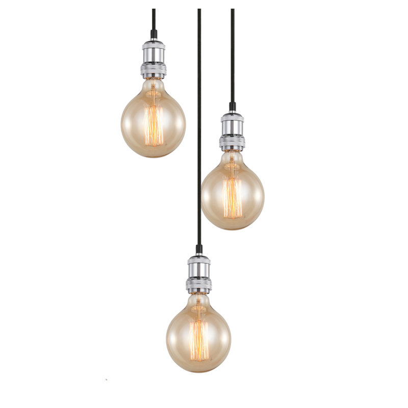 Luminaire suspendu pour grappe 5 lumières Pinnix, Chrome / Bronze