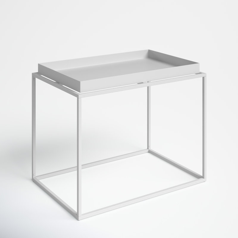 Ivan Stainless Steel Tray Top End Table, White
