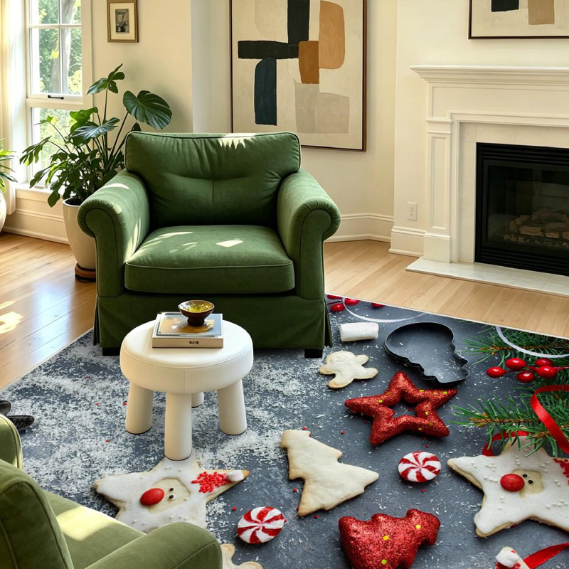 Tapis transparent transparent lavable à la machine, friandises de Noël, Rectangle 39 po x 63 po