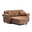 Canapé en similicuir de 63 po avec garniture cloutée et accoudoirs roulés, canapé Chesterfield de style Mid-Century capitonné avec boutons, brun-1780294964