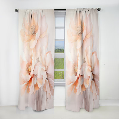 Kewuan Cream Orange Abstract Still Life - Modern Velvet Curtain - Room Darkening - 1 Panel