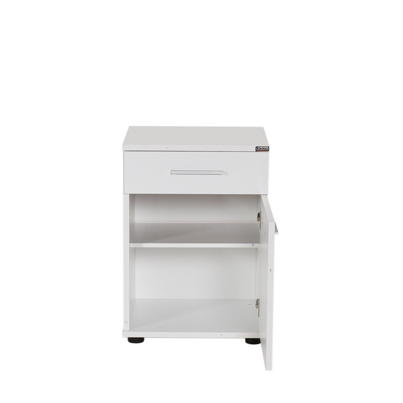 Table de chevet blanche moderne 15,8 po x 22,4 po x 15,4 po | 100% panneau de particules enduit de mélamine, épaisseur: 0,6 pouce | Conception murale, rangement élégant et fonctionnel pour la chambre à coucher ou le salon
