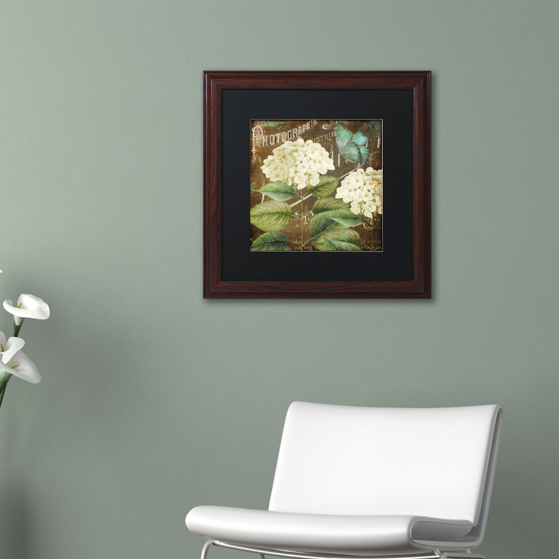 Jadaya «Alabaster Hydrangea», impression encadrée, H 11 po x l 14 po x P 0,5 po, Noir, Toile avec cadre noir