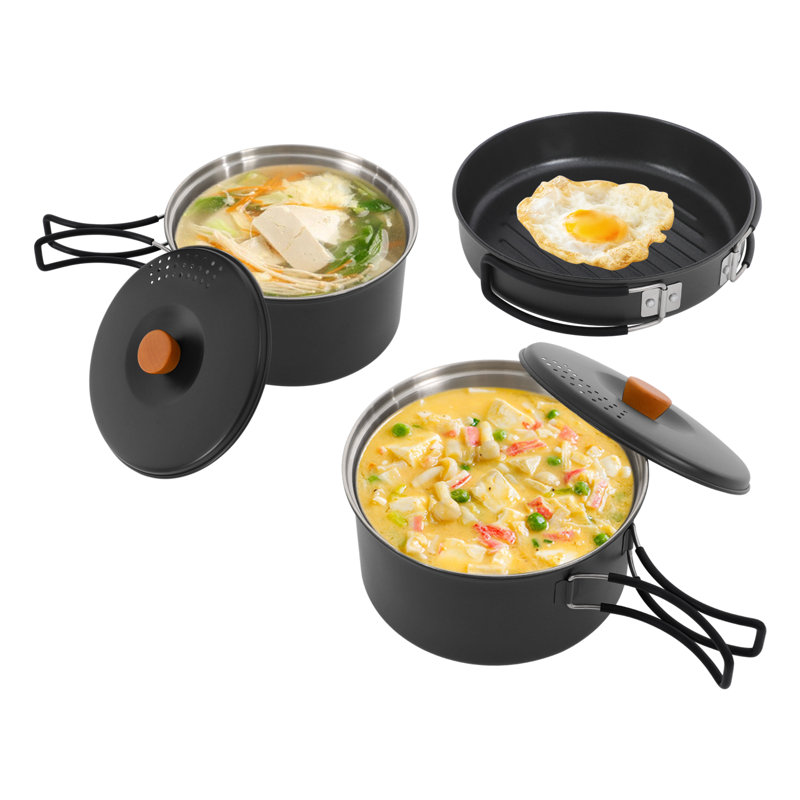 3 Piece Stainless Steel Cookware Set, Black
