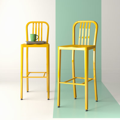 Tabouret de bar d'intérieur et d'extérieur de qualité commerciale avec dossier à lattes verticales
