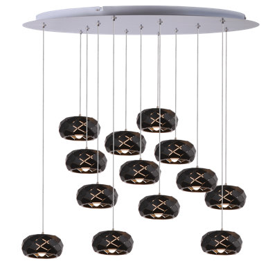 Suspension géométrique en grappe 13 lumières Bixby