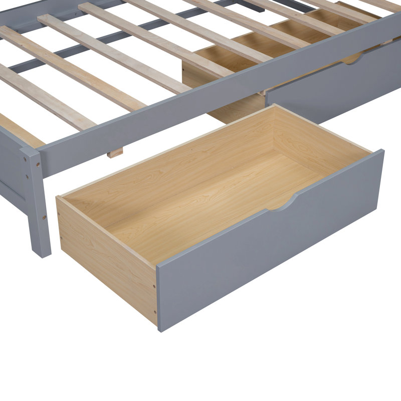 Maiocco Wooden Daybed with 2 Drawers, Storage Shelf and USB Charging Ports, Twin, Gray