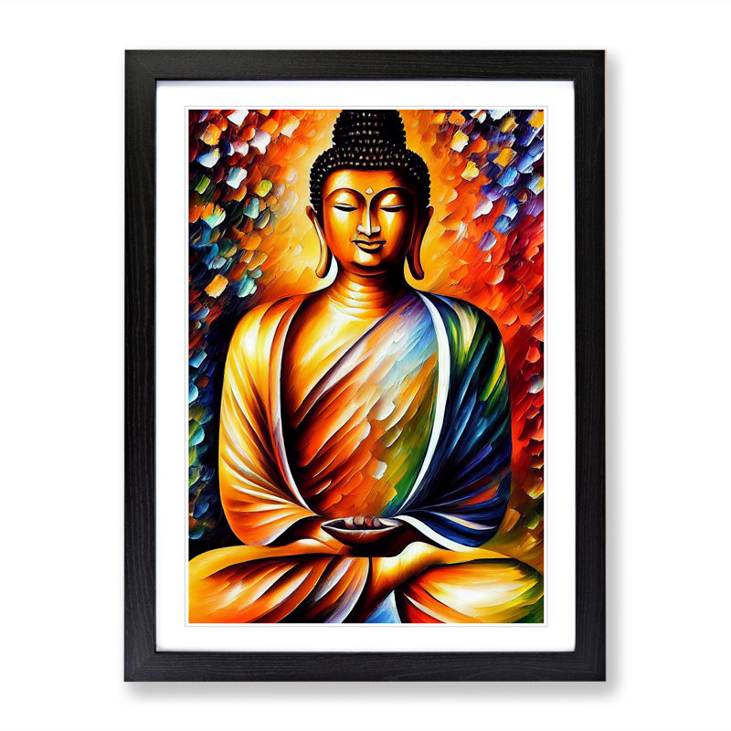 View Of Buddha No.5 - Wall Art, Black Picture Frame, 66cm H x 48cm W, White