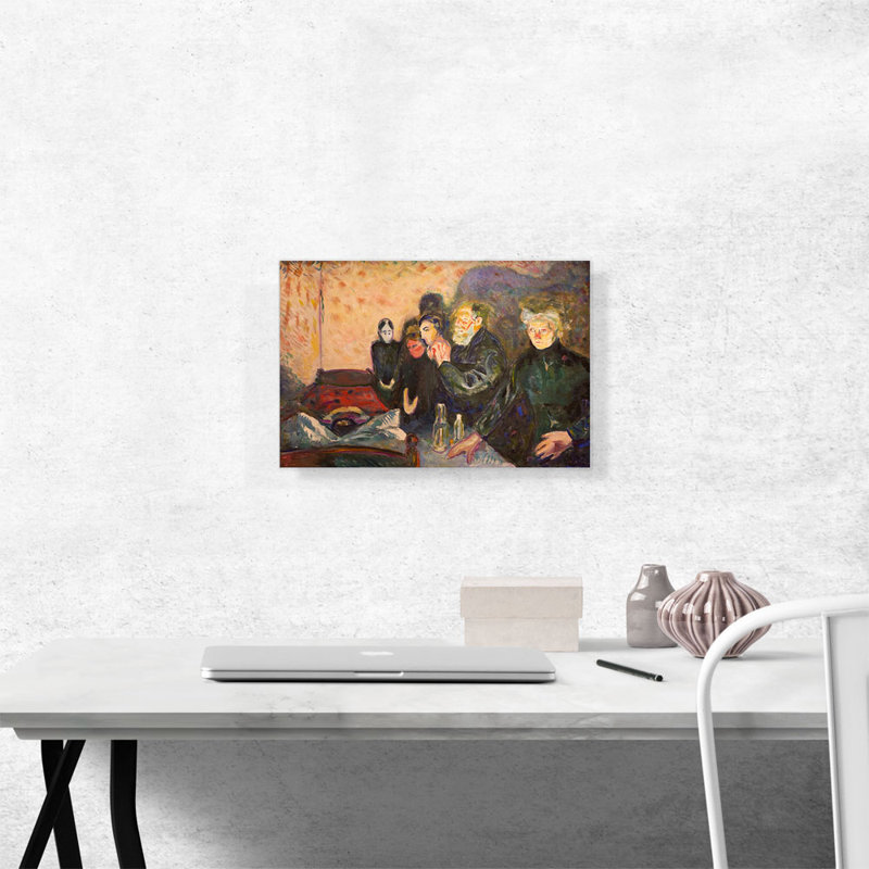 Reproduction d'art sur toile tendue, "La mort mortelle 1915" par Edvard Munch, H 12 po x l 18 po x 1,5 po