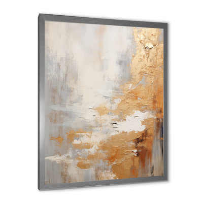 Minimalisme beige et or vague horizon III - Collages abstraits, art mural, salon