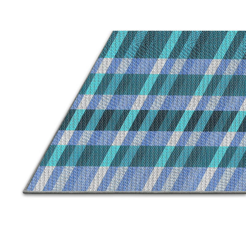 Tapis bleu ciel Plaid, Rectangle 6 pi x 9 pi