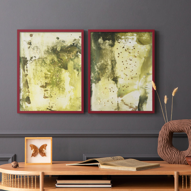 Impression encadrée Canyon Diptych I-Premium - prête à être accrochée - aucun clou requis - aucun clou requis, Rouge