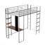 Lit mezzanine simple en métal avec 2 tablettes et un bureau