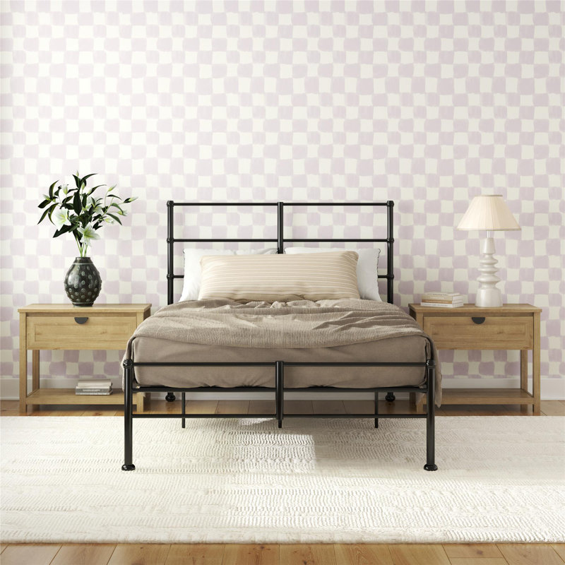 Full Black Metal Platform Bed Frame with Adjustable Heights