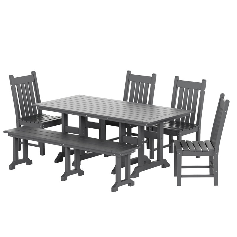 Laguna 6 - Person Patio Dining Set with Rectangular Table, Gray