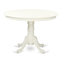L'ensemble de table de salle à manger 3 pièces comprend une table de salle à manger ronde avec piédestal et 2 chaises parsons en similicuir gris clair, lin blanc-1738976237-1738976239-1738976238