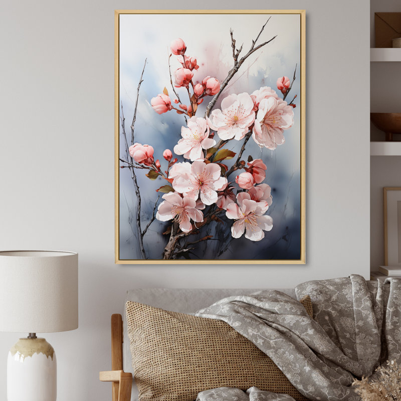 «Vittore Pink Blossoms Ethereal Delicacy I», reproduction, H 32 po x l 16 po x P 1 po, Cadre naturel flottant