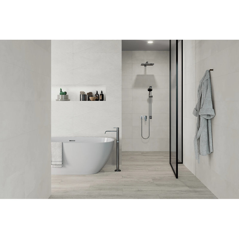 Carreau de céramique décoratif à vagues mates Donna 13 po x 40 po, beige