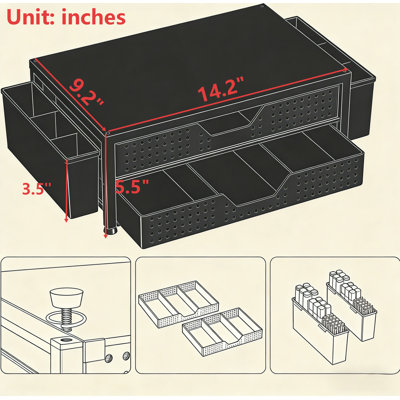 Computer Monitor Stand Riser With 2 Drawers & 2 Pen Holders, Desk Organizer & Laptop Stand For Home Office Supplies