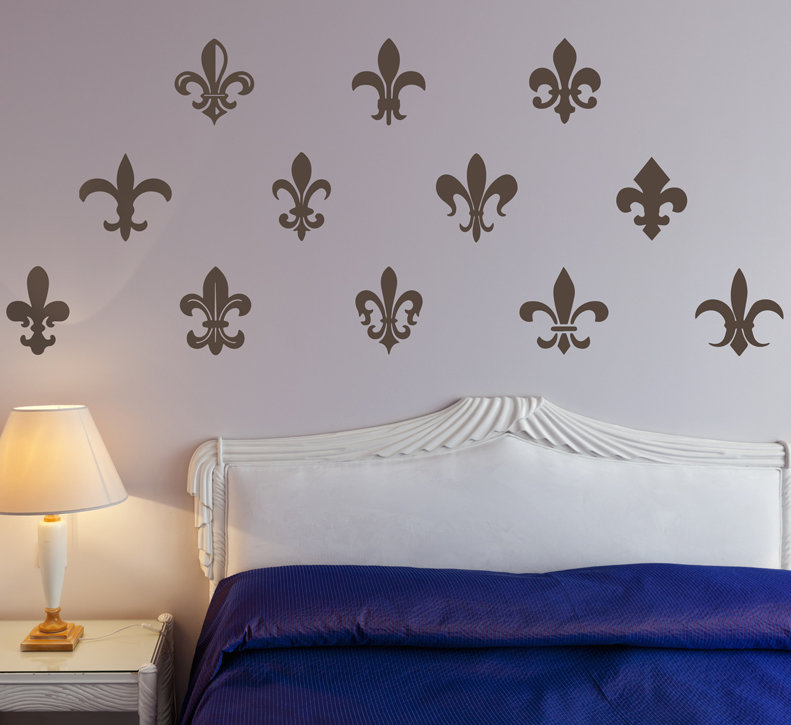 Décalcomanie murale motif fleur du lis, Or, H 40 po x l 53 po x P 0,01 po
