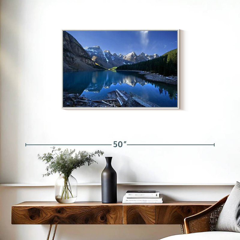 Lac pittoresque de la Moraine, Cadre flottant blanc, 31 po x 21 po