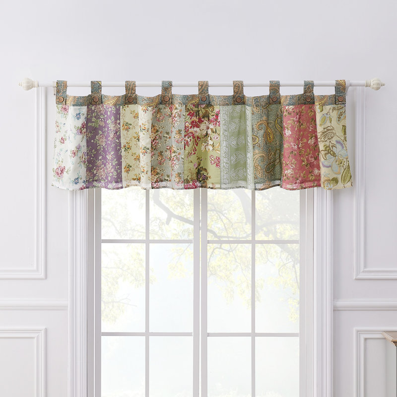 Blooming Prairie Cotton Tailored  84" Window Valance, Patchwork