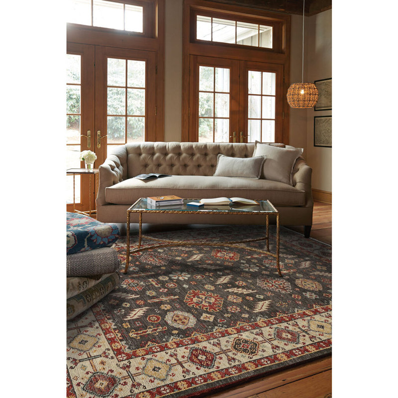 Charleigh-Mahal Hand Knotted Wool Oriental Area Rug in Tan, Rectangle 3' x 5'