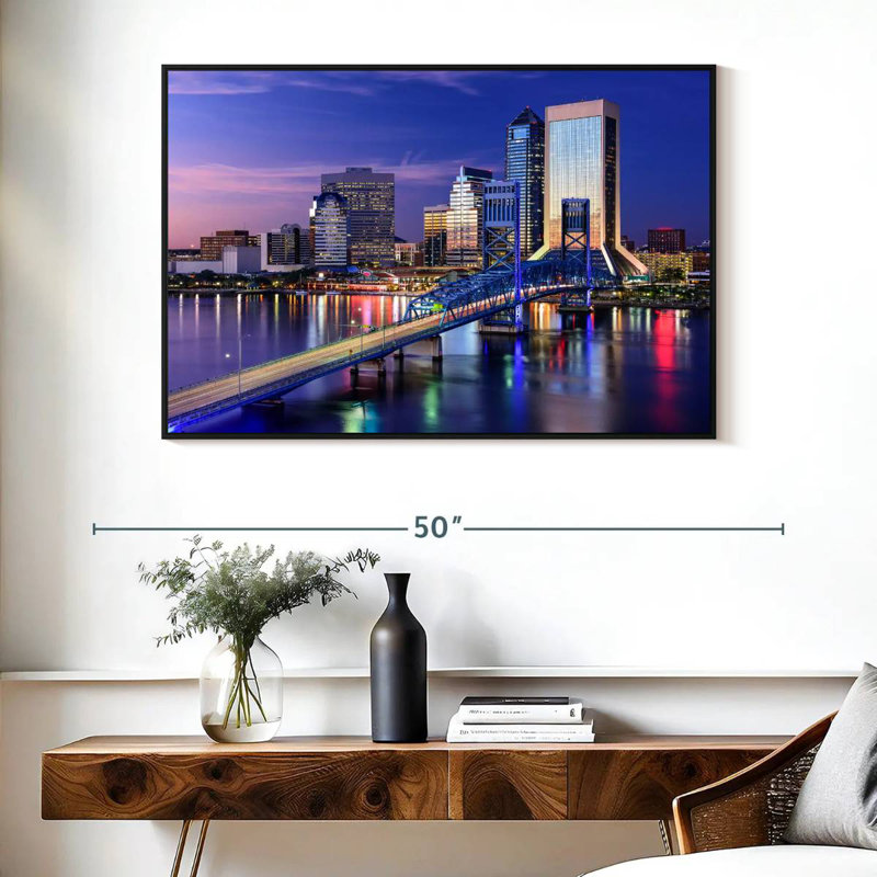 Paysage urbain de Jacksonville, Cadre flottant noir, 40 po x 27 po