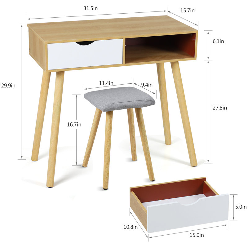 Ensemble de bureau avec chaise Dava, Brun pâle
