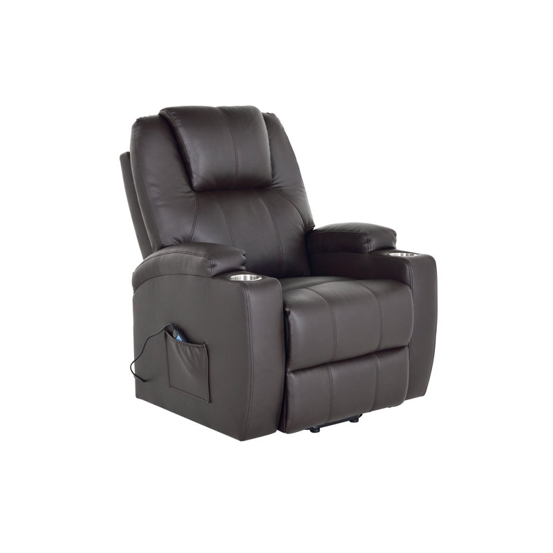 Annazette Faux Leather Power Lift Assist Recliner, Chocolate