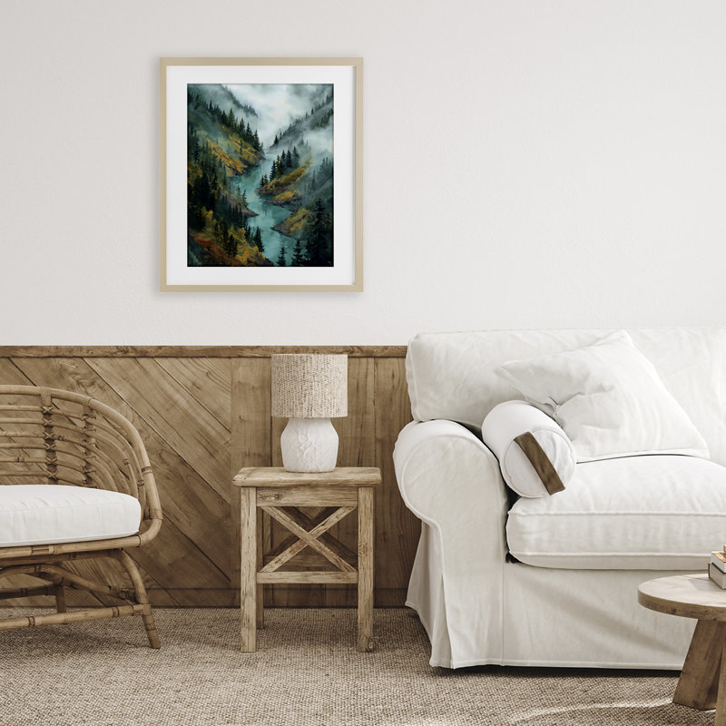 «Turquoise Mountain River Bends», reproduction encadrée sous verre, conception de Franklyn Gregory, 21 x 17