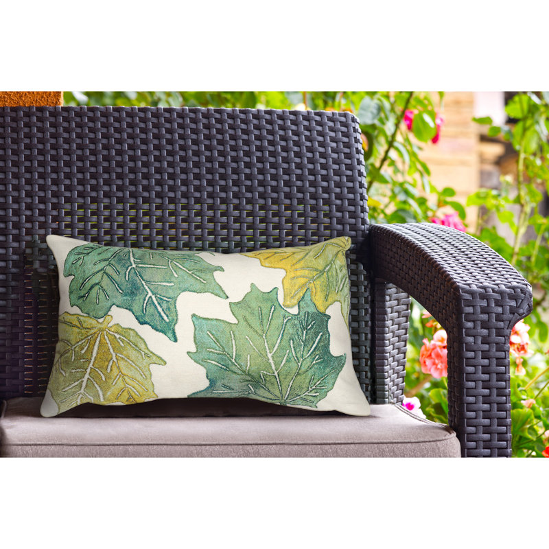 Visions IV Lumbar Rectangular Indoor / Outdoor Pillow, Cloud/Green/Yellow