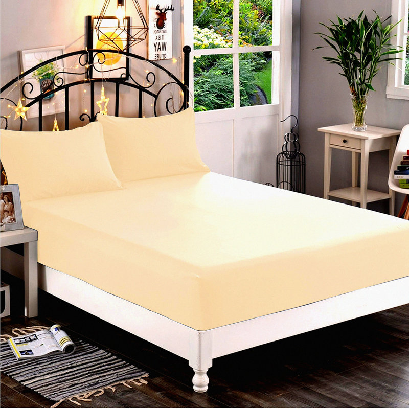 LuxurySoft Deep Pocket Fitted Sheet - Full Size - Wrinkle & Fade Resistant - Hotel Quality Microfiber - Cream Color - 16 Inch Pocket - Softest Feel