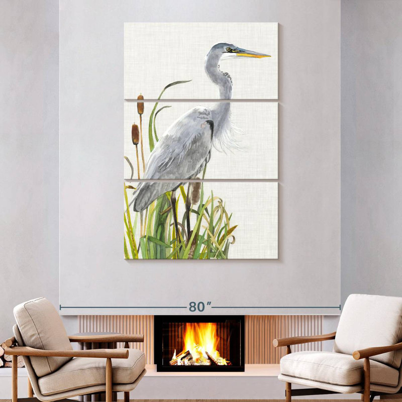 Waterbirds And Cattails I, H 74 po x l 48 po