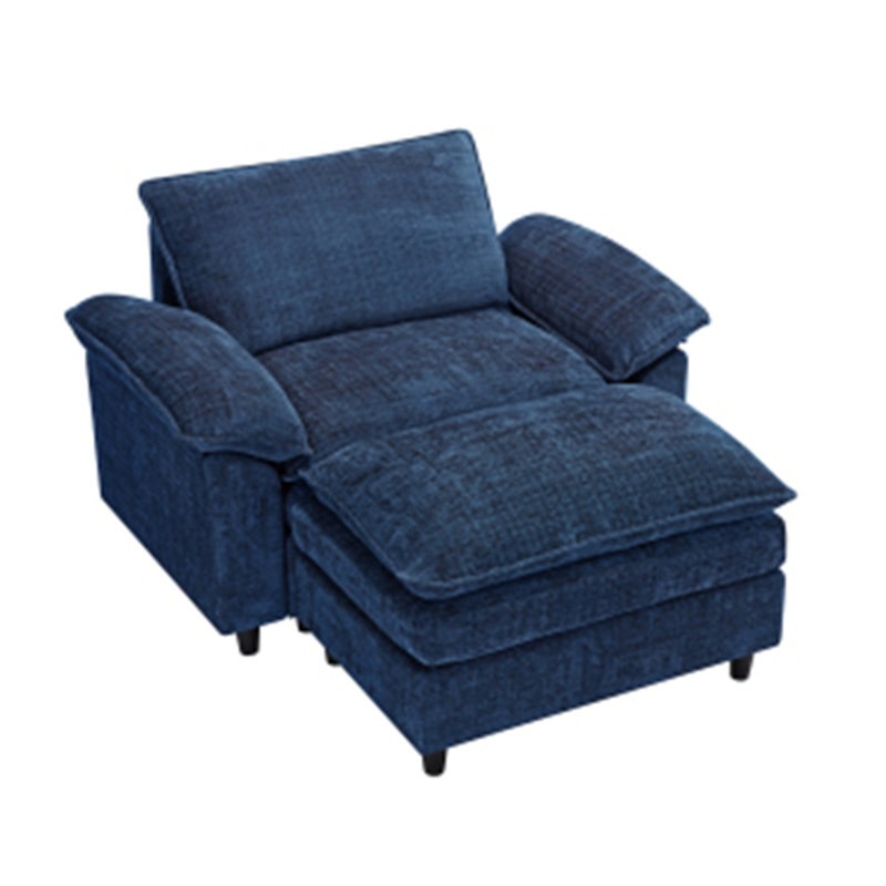 Fauteuil d'appoint avec repose-pieds, canapé-lit simple surdimensionné et confortable, Bleu