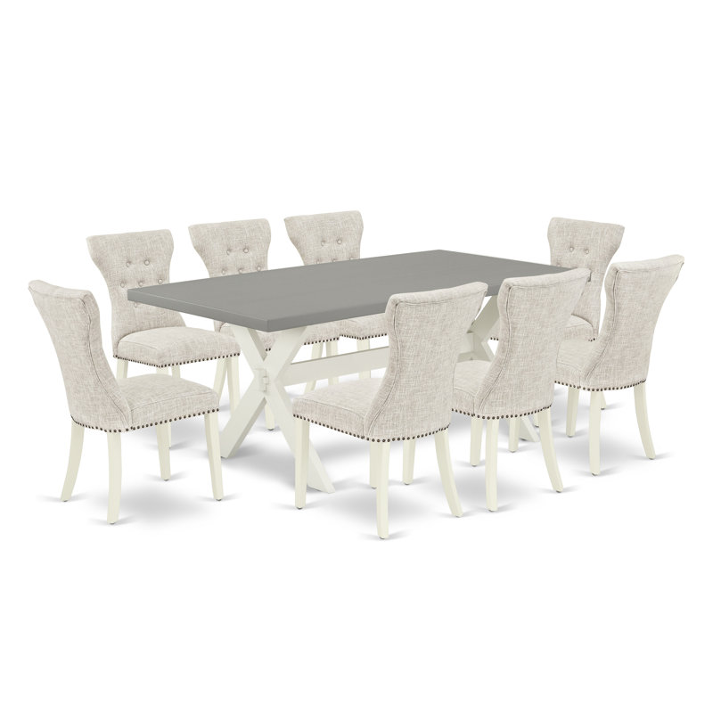 Ensemble de salle à manger en bois d'acacia massif, 9, H 30 po x l 72 po x P 40 po