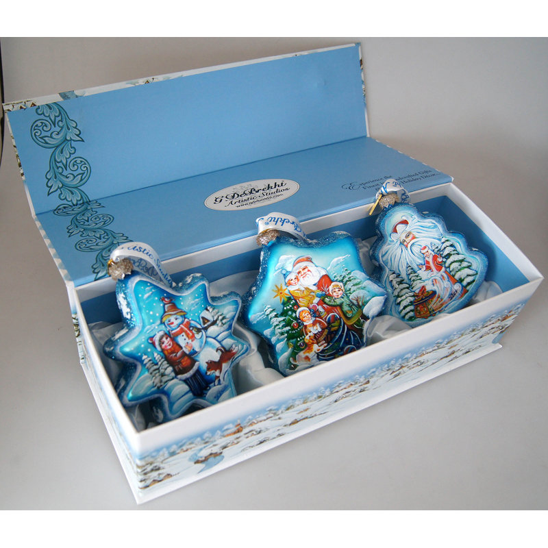 Holiday 3'' Glass Photo Ornament, Blue