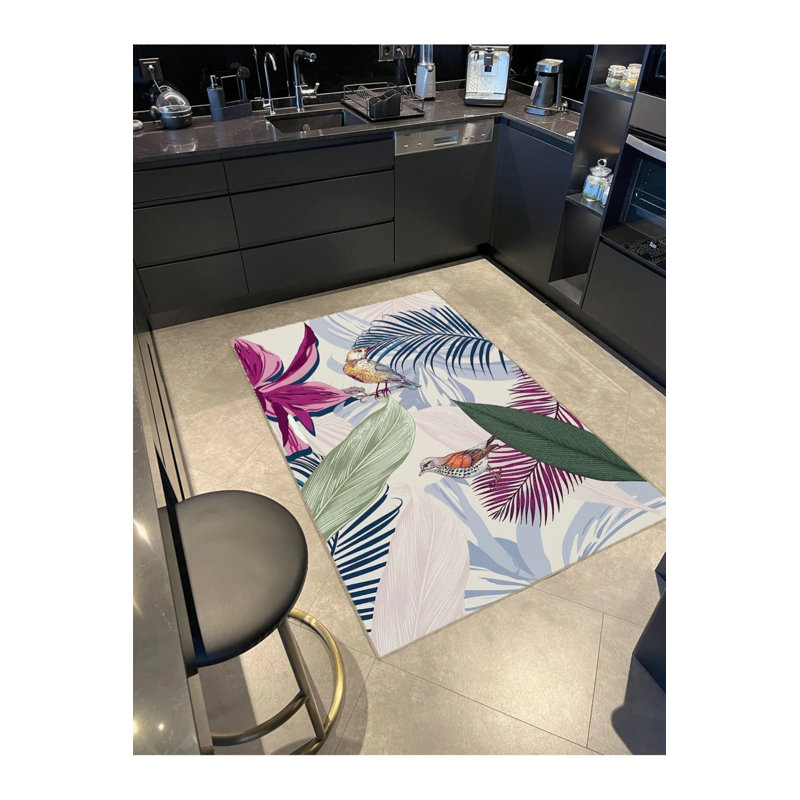 Multicolored Mixed Flower Leaf And Bird Patterned Vintage Decorative Carpet, Round 5'