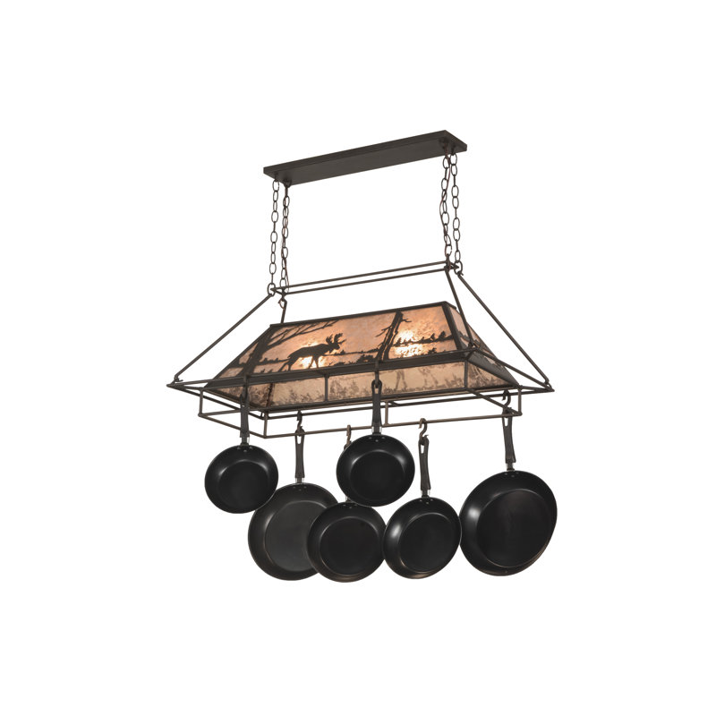 Moose at Lake Handcrafted Hanging Pot Rack, Oil Rubbed Bronze