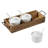 3 Ceramic Condiment Servers with Serving Tray