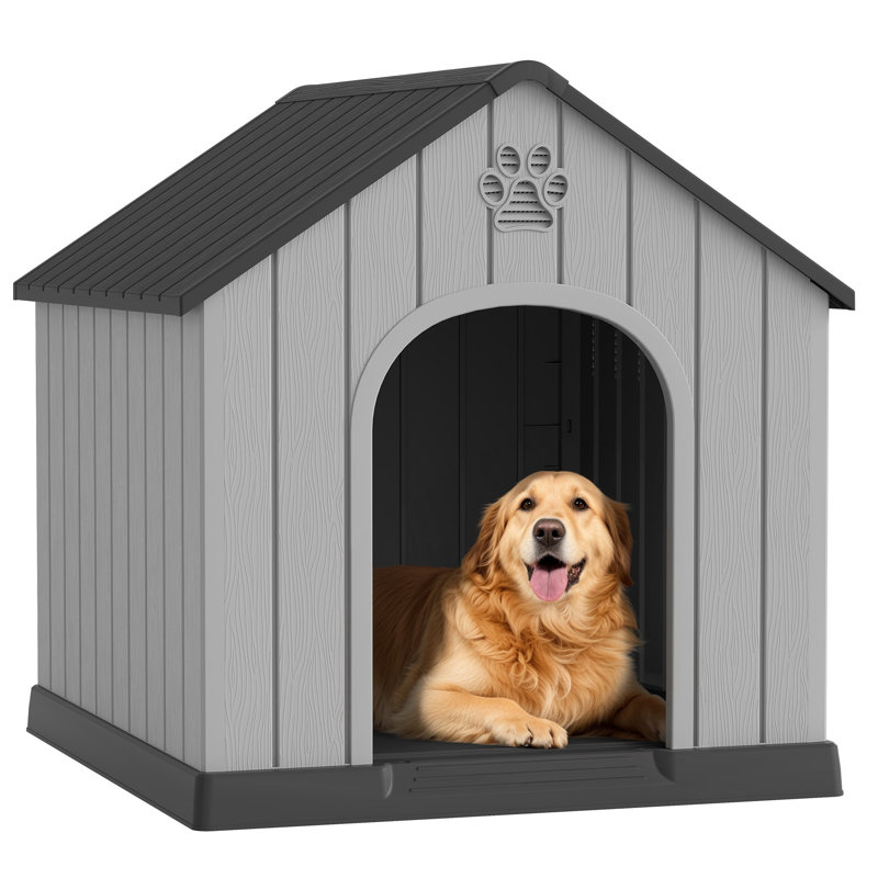 Niche d'extérieur résistante aux intempéries pour les petits et moyens chiens, H 38 po x l 36,2 po x P 38 po, Black