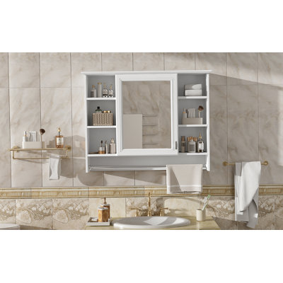 Bathroom Cabinet, Wall Mounted Cabinet With Adjustable Shelf And Soft Close Door For Bathroom