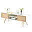 Console de télévision 56,48 po, rangement à double porte coulissante, tablette réglable, pieds en bois massif, blanc, table de forte capacité de charge, portes, pieds pratiques-581327218