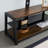 Wooden Storage TV Stand Black Tempered Glass Height Adjustable Universal Swivel Entertainment Center With Mount TV Stand, Rustic Browm-2128532724