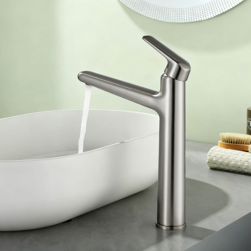 Single Hole Bathroom Vessel Faucet With Drain Assembly Single Handle Bathroom Vessel Sink Faucets Modern Tall Bathroom Vanity Basin Taps With Valve