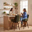 Upholstered Bar Stool with Wooden Legs Modern Counter Stool with Back & Footrest Comfortable Kitchen Island Stool for Home Bar-117671168