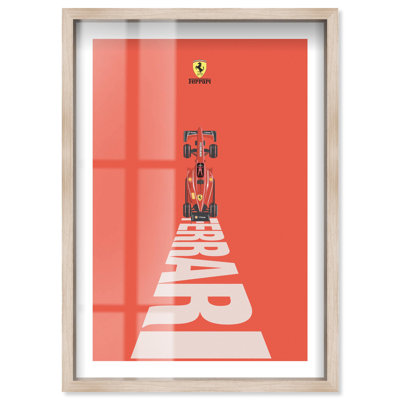 Affiches de Formule 1 «Red Icon Shadowbox» par Notoriart, cadre blond, 37 x 55