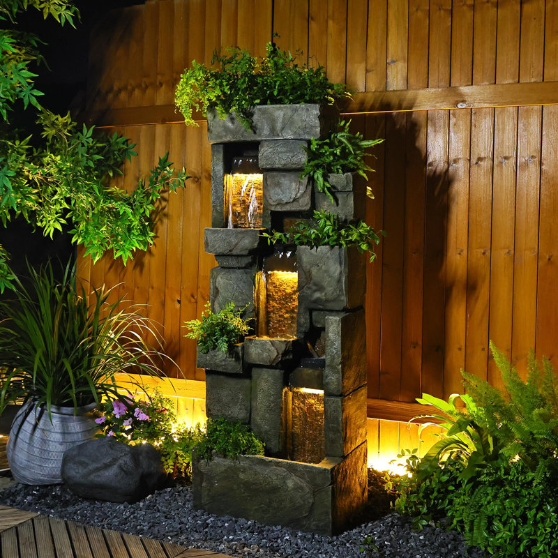 Lighted Weather-Resistant Outdoor Floor Fountain