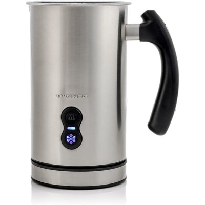 OVENTE Electric Milk Frother and Steamer, Automatic Hot and Cold Foam Maker for Coffee, Latte, Cappuccino or Macchiato, 500W Double-Wall Stainless Steel Milk Warmer with Auto Shutoff, Silver FR3608BR