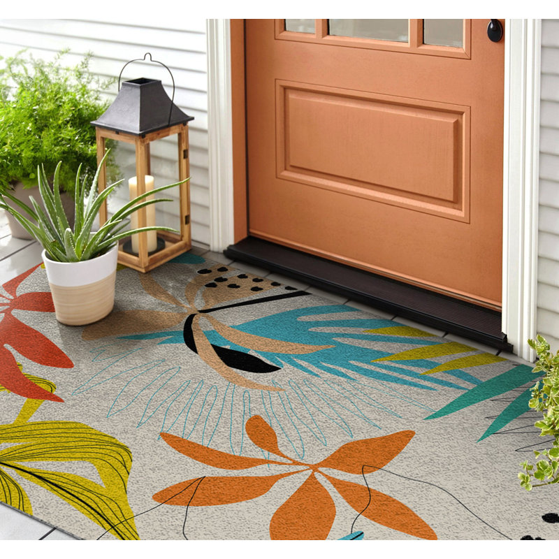 Non-Slip Floral Outdoor Doormat